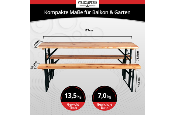 Stagecaptain Hirschgarten Beer Tent Set 177 cm Natural 2x Set image 3