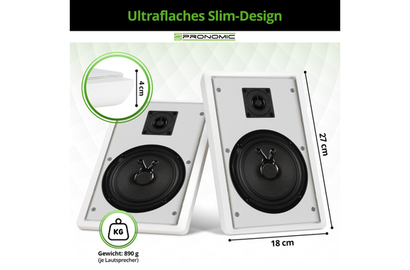 Pronomic FLS-540 WH Coppia Diffusori Flatpanel da Parete Box bianco 2x Set image 3