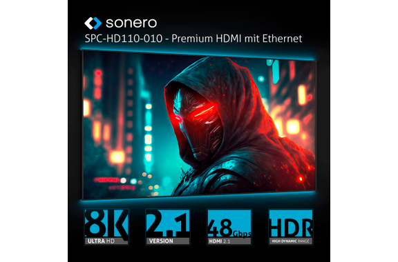 Sonero 8K HDMI-Kabel 3 m Grau/Blau image 3