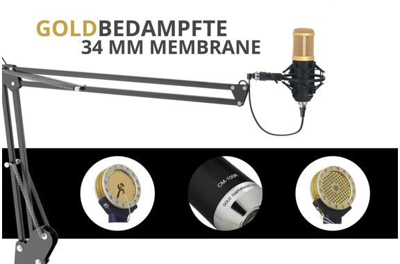 Pronomic CM-100BG Radioshow Bundle incl. Popschutz goud & Mikrofoonarm image 3