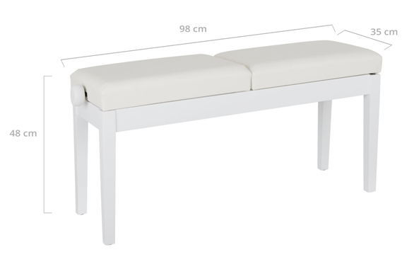 Classic Cantabile Banco De Piano Doble Blanco Mate image 3