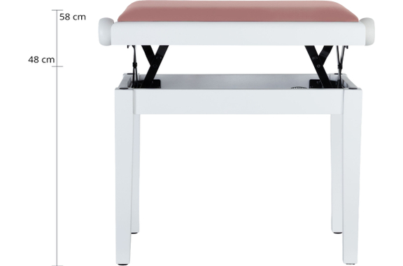 Classic Cantabile Banc De Piano Modèle A Blanc Mat Velours Rouge image 3