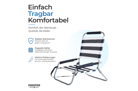 Stagecaptain CS-51 Chaise Pliante De Plage Avec Sangle D’Épaule image 3