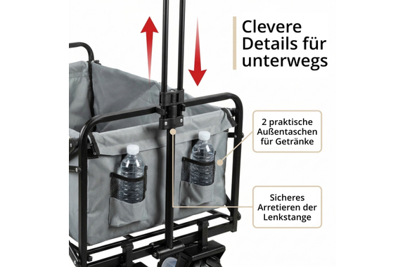 Stagecaptain Bollycart-907 GY Bollerwagen ohne Dach Grau image 3
