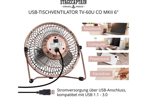 Stagecaptain TV-60U MkII 6" USB-Tafelventilator 5x Set image 3