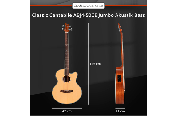Classic Cantabile ABJ4-50CE-NT Basse Acoustique Jumbo Natural image 3