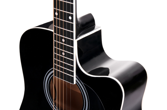 Classic Cantabile WS-10BK-CE Westerngitaar zwart met pickup tassen set image 3