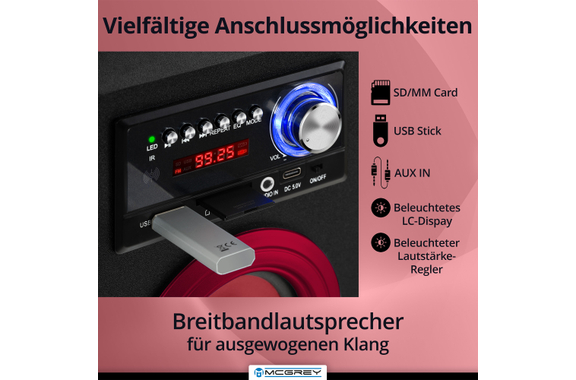 McGrey BS-20 Beachside Altavoz Bluetooth Rojo image 3