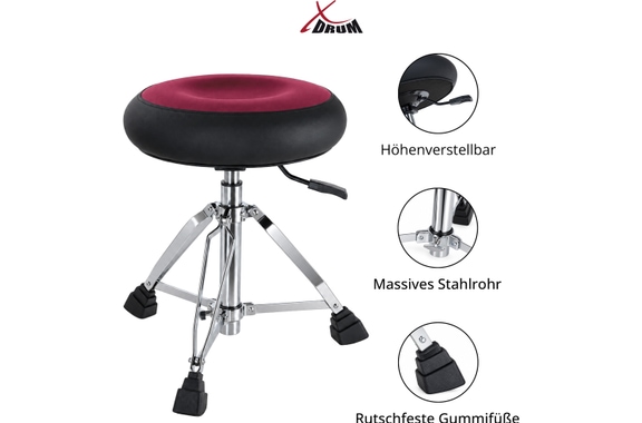 XDrum Drum Throne Pneumatic Donut Red image 3