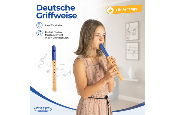 Classic Cantabile Pivella Blockflöte Blau, deutsche Griffweise image 3