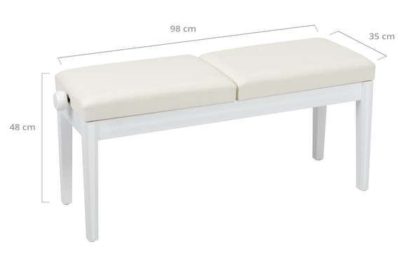 Classic Cantabile Dubbele Pianobank Wit Hoogglans image 3