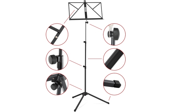 Classic Cantabile 100 Muziekstandaard Medium Zwart 3-delige Set image 3