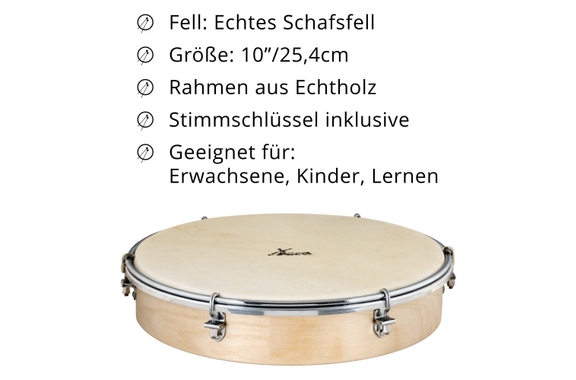 XDrum HTM-10S Tambourin 10" avec Peau Naturelle image 3