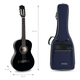 Rocktile Klassik-Gitarrentasche - gepolstert mit Rucksackgarnitur Blau