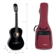 Rocktile Klassik-Gitarrentasche - gepolstert mit Rucksackgarnitur Weinrot
