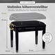 Classic Cantabile Pianobank Zwart Hoogglans
