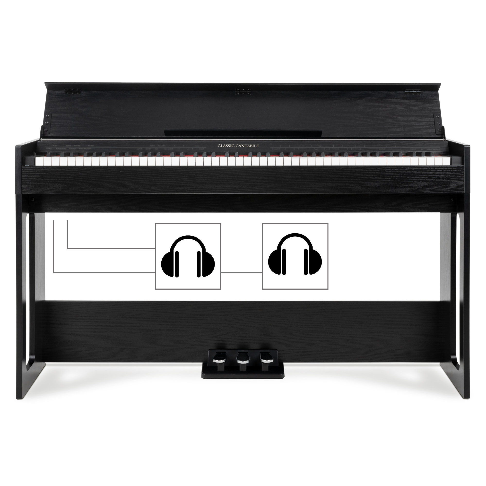 Piano Numérique Classic Cantabile DP-210 SM - 88 Touches Lestées Mécanique Marteau - 26 Sons, 64 Polyphonie - 3 Pédales, Sorties Casque - Noir Mat