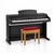 Classic Cantabile Banc De Piano Modèle A Chêne Mat Velours Rouge thumbnail 4