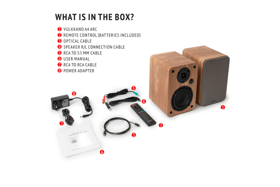Vulkkano A4 HDMI ARC Aktivlautsprecher Braun  - Retoure (Zustand: wie neu) image 4