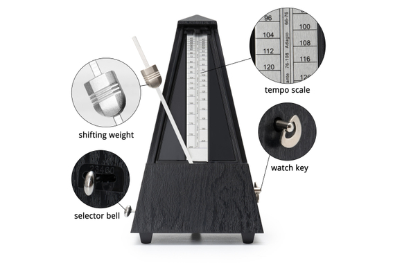 Steinmayer M-03G Metronomo con Campanello Nero image 4