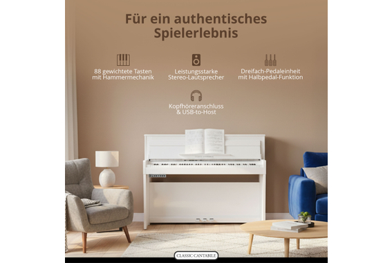 Classic Cantabile UP-1 WH Piano Vertical Eléctrico Blanco Brillo Alto - Devolución (Daño en el Embalaje) image 4