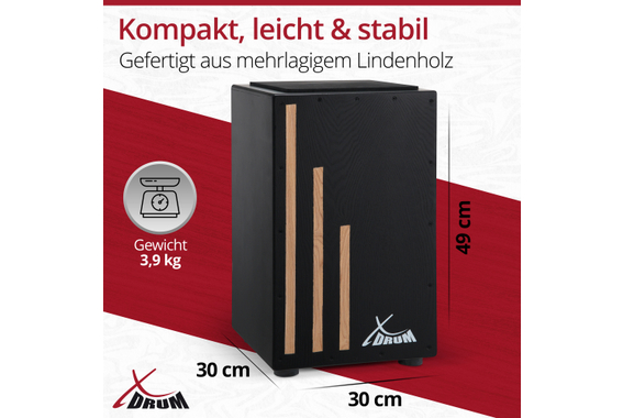 XDrum Cajon Primero Negra inkl. Cajonschule und Tasche  - Retoure (Verpackungsschaden) image 4