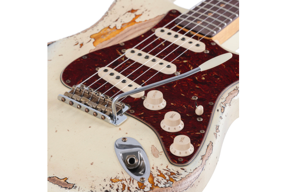 Fender Custom Shop 1963 Super Heavy Relic Stratocaster Super Faded Aged Vintage White over 3-Tone-Sunburst image 4