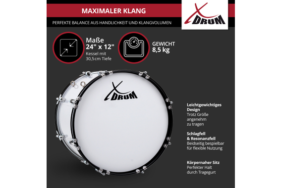 XDrum MBD-224 Marschtrommel 24" x 12"  - Retoure (Zustand: sehr gut) image 4