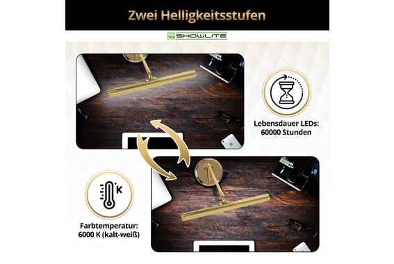 Showlite KW LED Pianoleuchte Gold Hochglanz  - Retoure (Zustand: sehr gut) image 4