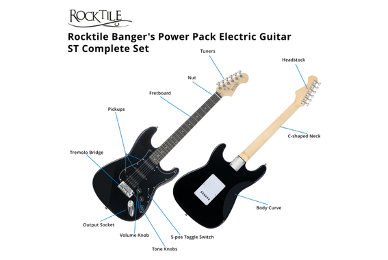 Rocktile Banger's Power Pack Set de Guitares Électriques, 8 pièces Noir image 4