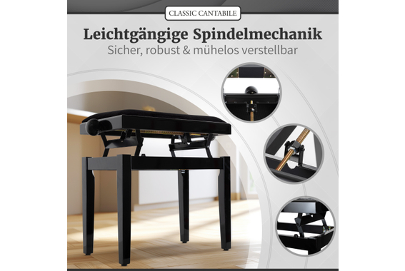 Classic Cantabile Pianobank Schwarz Hochglanz  - Retoure (Zustand: gut) image 4