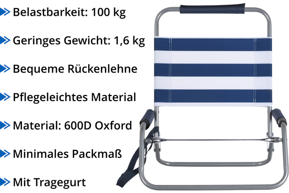 Stagecaptain CS-51 Chaise Pliante De Plage Avec Sangle D’épaule Lot De 4 image 4