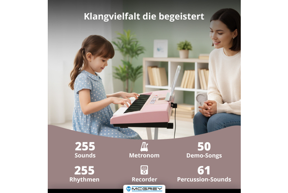 McGrey LK-6120-MIC Clavier À Touches Lumineuses Avec Micro - Set Rose Avec Housse image 4