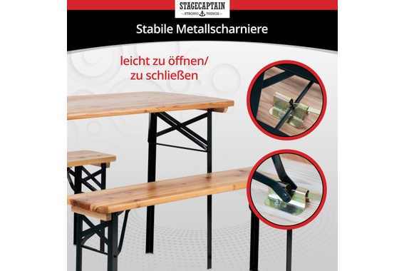 Stagecaptain Hirschgarten Bierzeltgarnitur für Balkon 117 cm natur  - Retoure (Zustand: gut) image 4