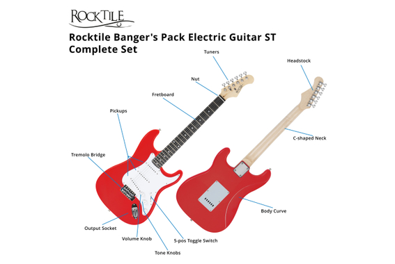 Pack Rocktile Banger's Set Guitares Électriques Red incl. Ampli, Housse, Accordeur, Câble, Sangle, Cordes et Cours incl. CD/DVD image 4