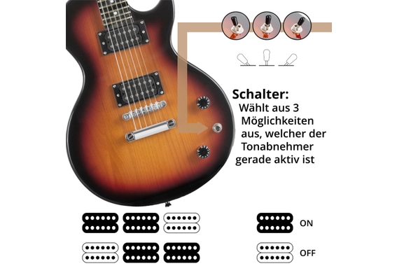 Rocktile L-100 SB Guitarra Eléctrica Sunburst Starter SET image 4