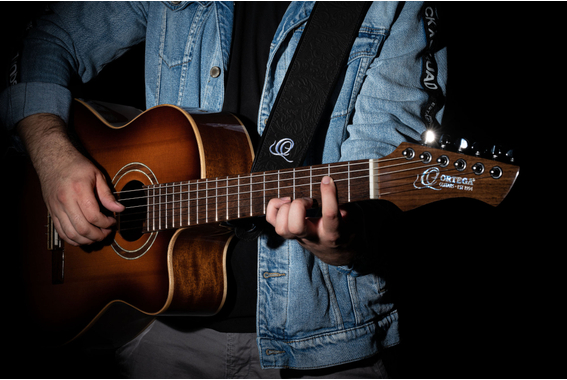 Ortega OSBY-1 Gitaarband Echtleder Byzantine Black image 4