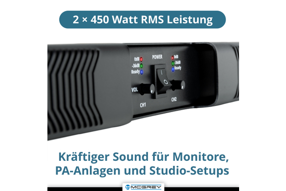 McGrey PA-4502 Amplificateur De Puissance 1 U 2x 450 Watt image 4