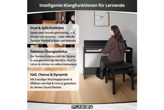 FunKey DP-1088 SM Digitalpiano Schwarz matt Set inkl. Bank, Kopfhörer und Schule image 4