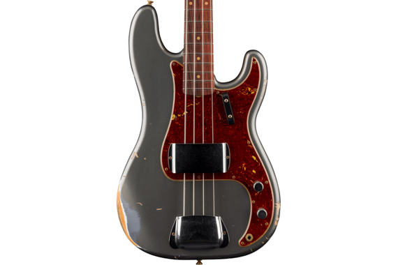 Fender 1960 Precision Bass Relic Super Faded Aged Charcoal Frost Metallic image 4