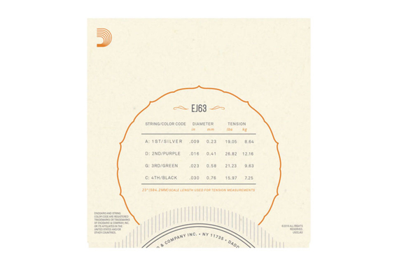D'Addario EJ63 Set de 3 Cordes pour Banjo Ténor image 4