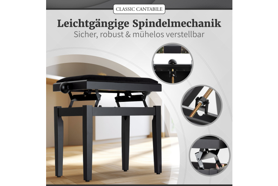 Classic Cantabile Pianobank Schwarz Matt  - Retoure (Verpackungsschaden) image 4