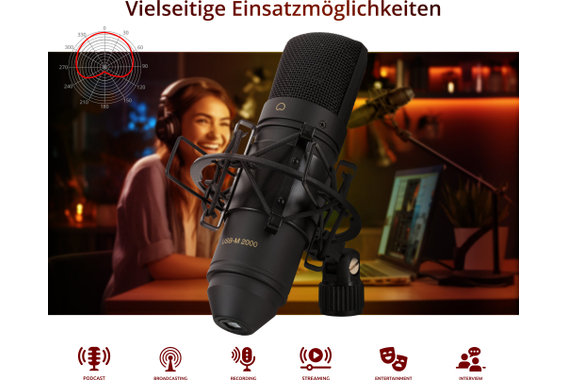 Pronomic USB-M 2000 BK Podcast Kondensatormikrofon  - Retoure (Zustand: sehr gut) image 4