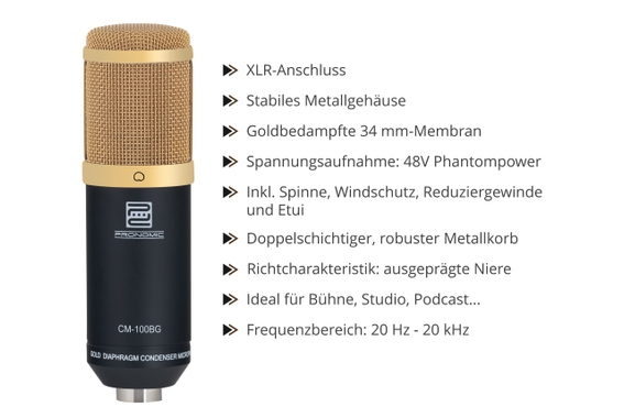 Pronomic CM-100BG Microphone Studio à Grande Membrane & Anti-pop image 4