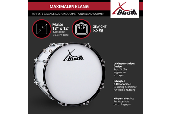 XDrum MBD-218 Marschtrommel 18" x 12"  - Retoure (Zustand: sehr gut) image 4