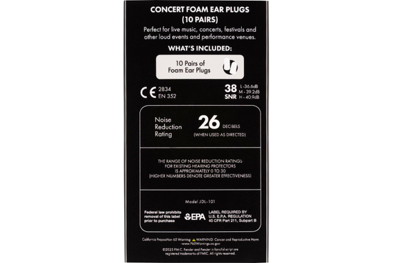 Fender Concert Bouchons D'Oreille En Mousse image 4