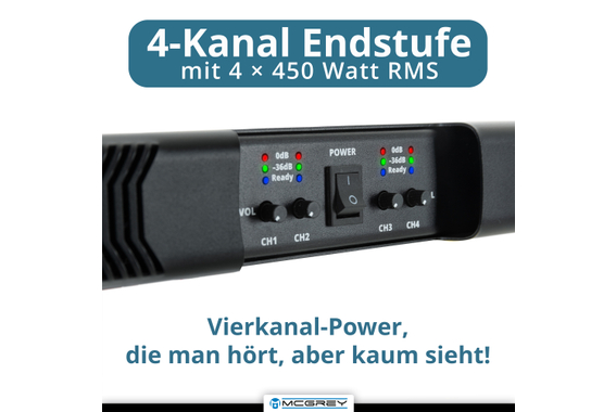 McGrey PA-4504 Amplificateur De Puissance 1U 4x 450 Watt image 4