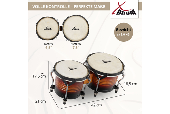 XDrum Bongos Pro Vintage Sunburst  - Retoure (Zustand: gut) image 4
