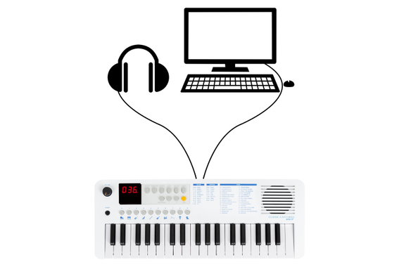 Classic Cantabile MINI-37 Keyboard weiß-blau image 4