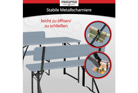 Stagecaptain BBDL-119 GY Hirschgarten Ensemble de Bierzelt avec Dossier pour Balcon 119 cm Gris 2x Set image 4